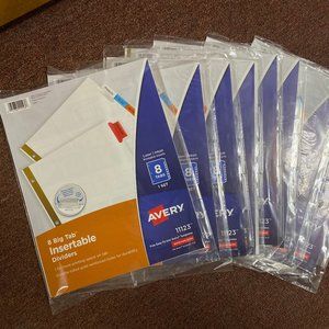 8 Tab Insertable Dividers, Letter Size - Avery 11123 (Bundle of 8 Sets)